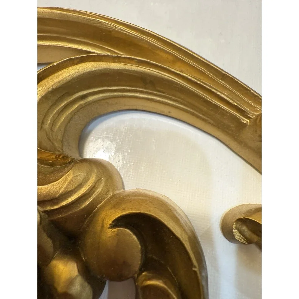 Vintage 1971 Homco Ornate Floral Scroll Wall Sconces Candle Holders Hollywood